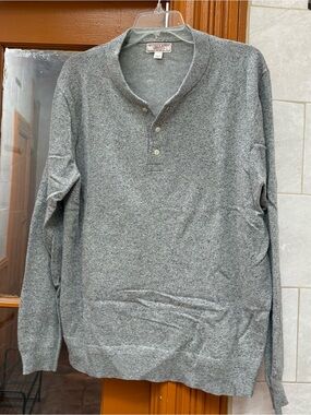 Wallace & Barnes Gray Henley Knit Sweater Large